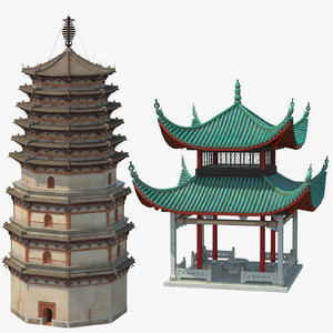 chinese pagodas 3D model