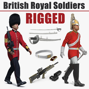 british royal rigged soldiers 3D