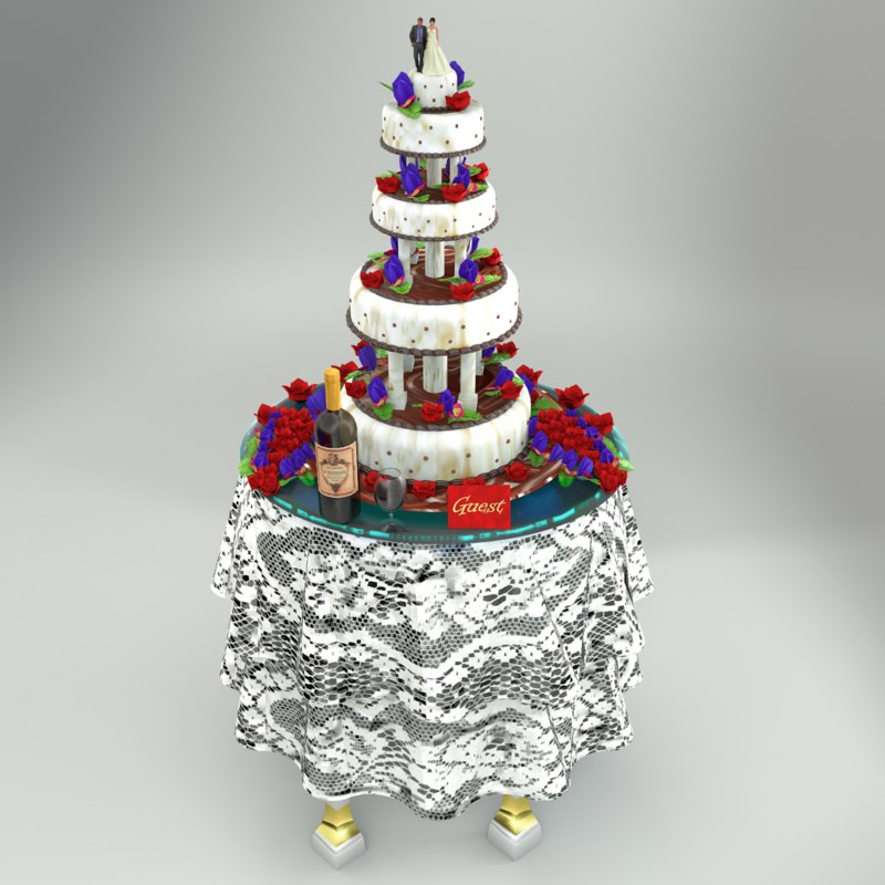 3D model  chocorose wedding  cake  TurboSquid 1233645