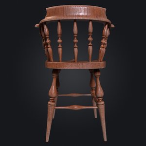 3D ready wooden chair model