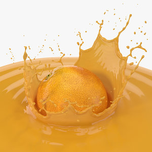 orange juice splash 3D