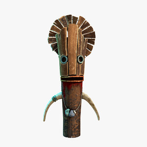 3D wood bloody totem model