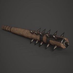 3D spiked wooden club model