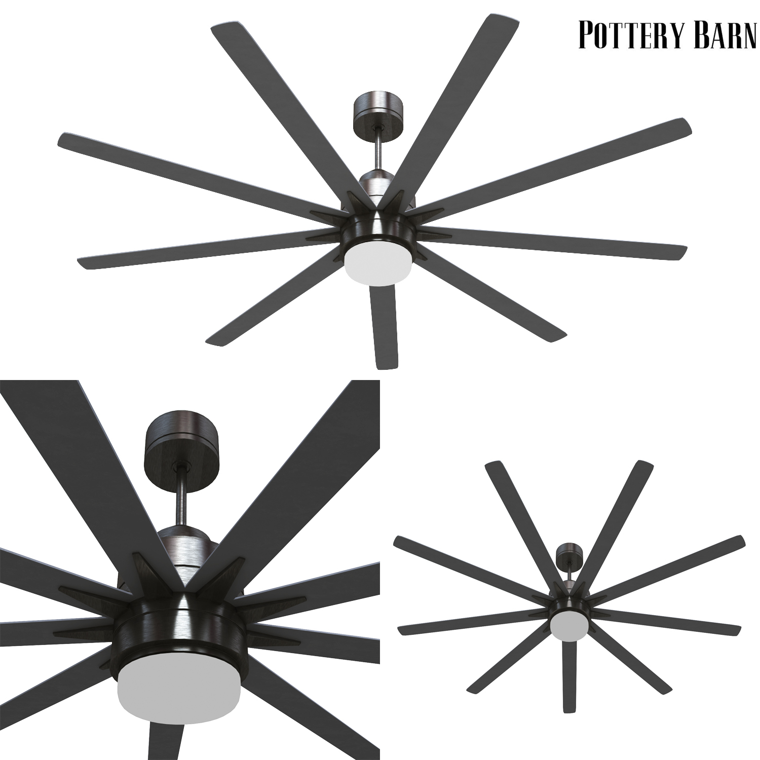 Pottery Barn Odyn Indooroutdoor Ceiling Fan Brushed Nickel With Brushed Nickel Blades