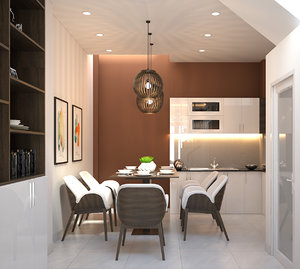 3D living room kitchen