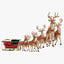 sleigh reindeers flying 3D model