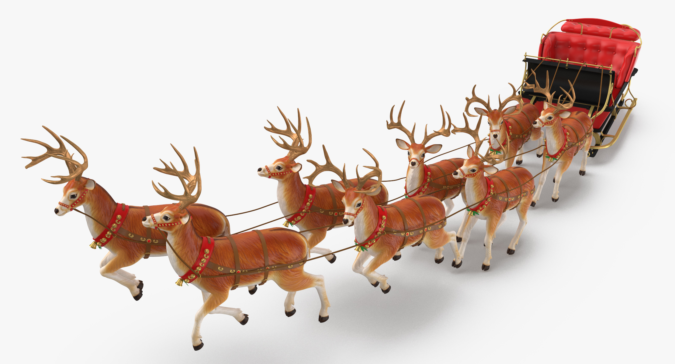 Sleigh reindeers flying 3D model - TurboSquid 1235420