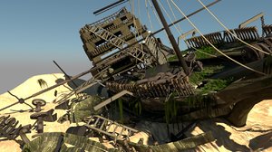 shipwreck cannon boat 3D
