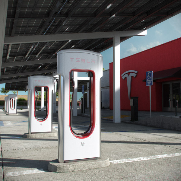 3D tesla supercharger kettleman city model