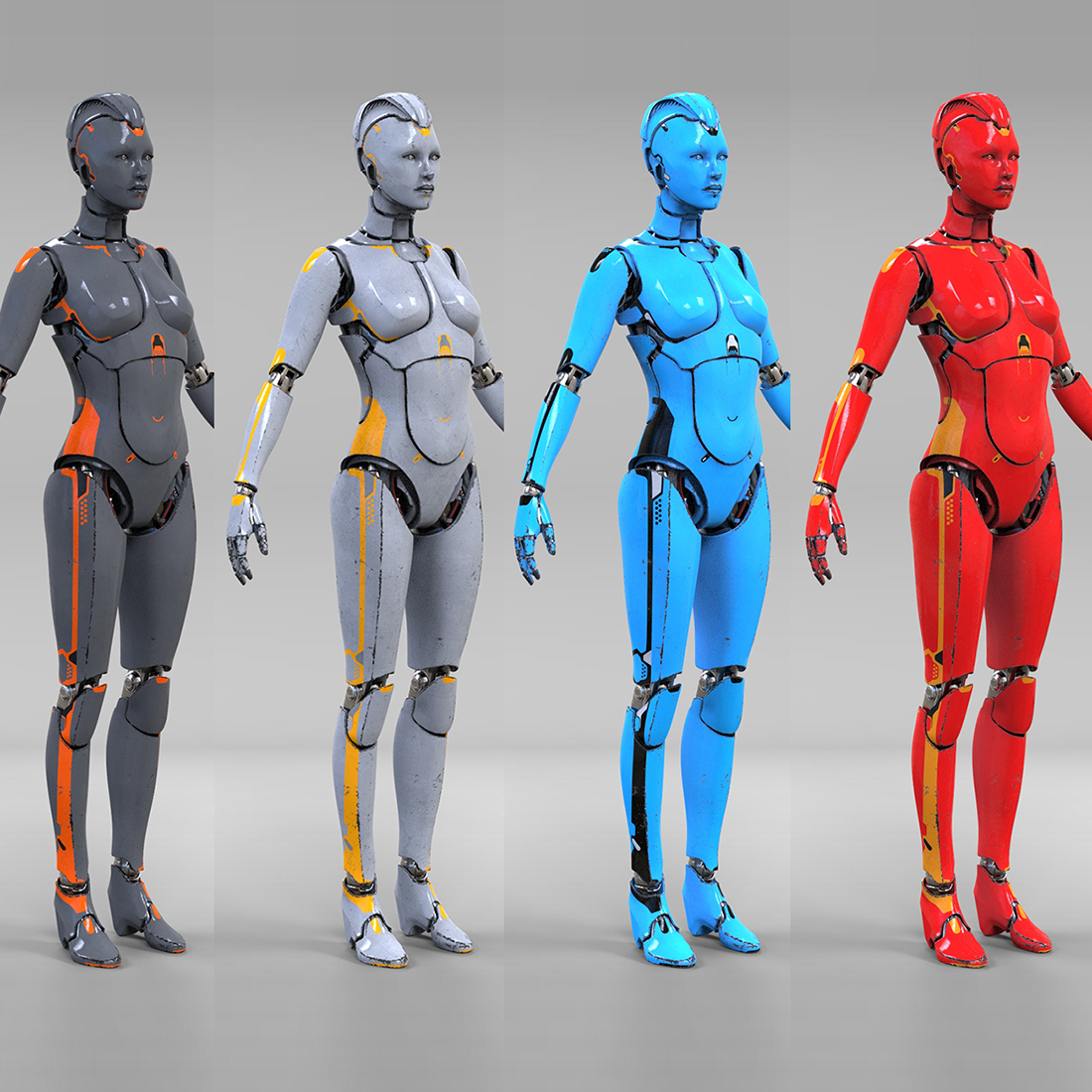female robot suit blender 3d models free