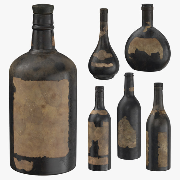 3D old bottles alcohol model - TurboSquid 1235837.