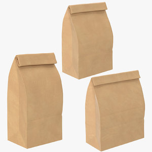 closed grocery bags mockup 3D model