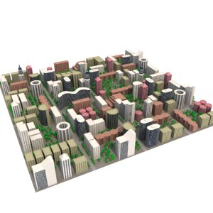 3D cityscape district