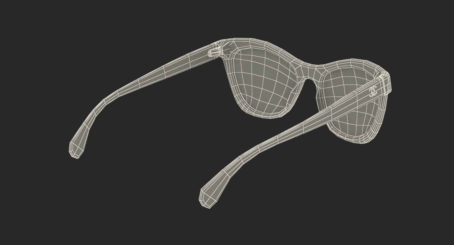 香奈儿蝴蝶珍珠偏光太阳镜蓝色3d模型