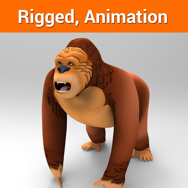 cartoon gorilla rigged animation 3D model
