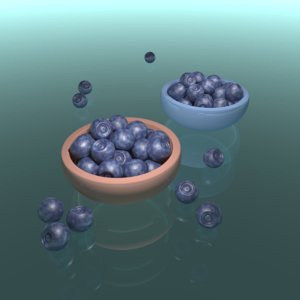 3D blueberry bowls model