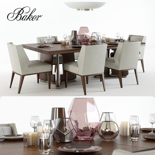 Set Bakers Ceremony Dining Table 3d, Baker Furniture Dining Table