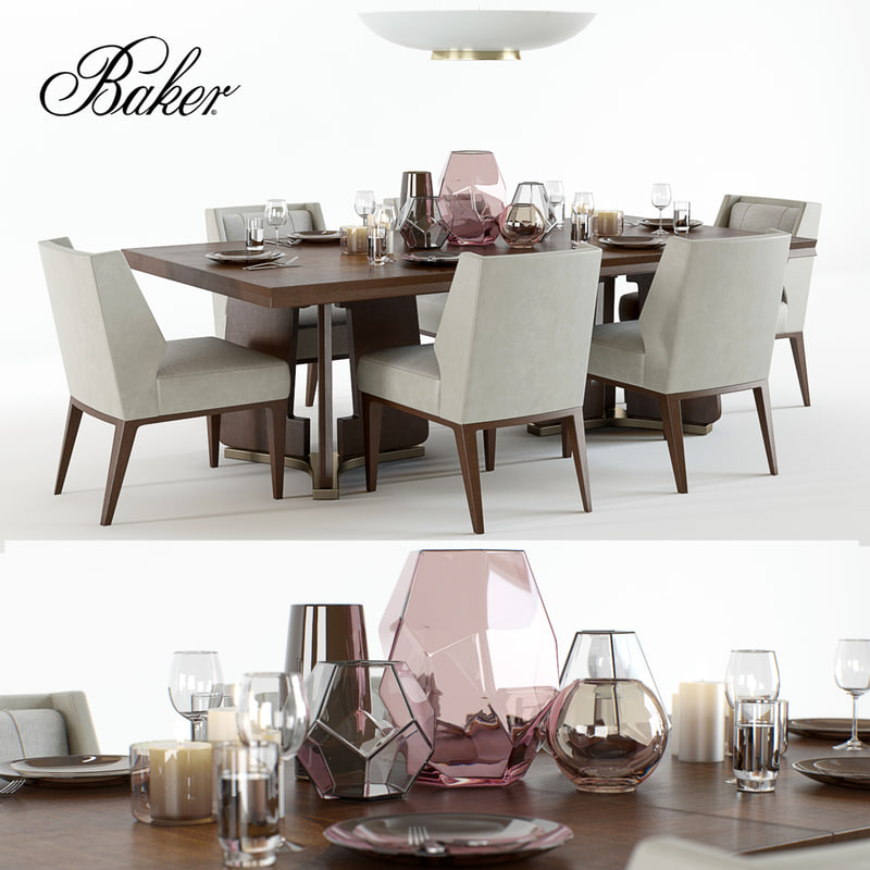 Set Bakers Ceremony Dining Table 3d, Baker Dining Table