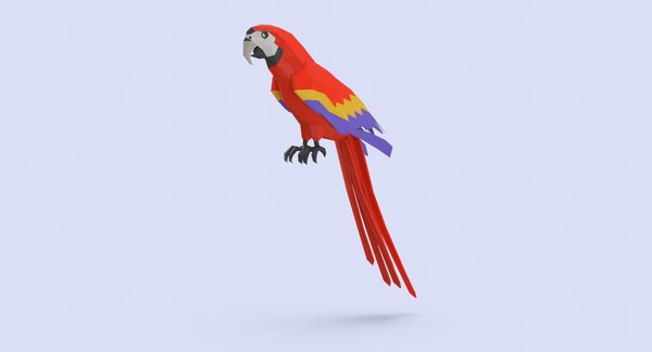 オウム赤止まり木3dモデル Turbosquid