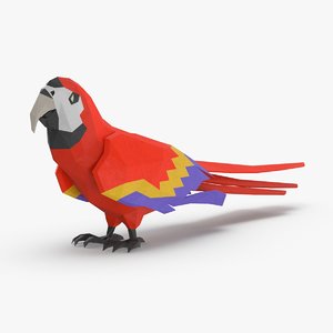 3D parrot----red-standing model