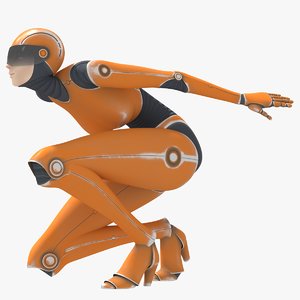 3D female robot rig model