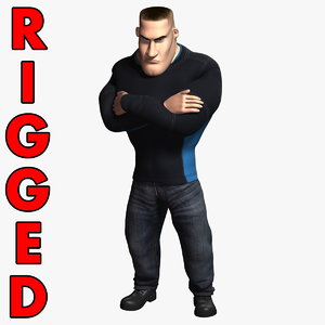 cartoon strongman rigged strong 3D model