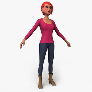 cartoony female character 3D