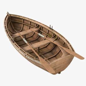 3D realistic old boat 02 model