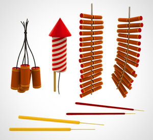 3D chinese fireworks set model