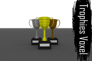 3D model voxel trophies - gold silver