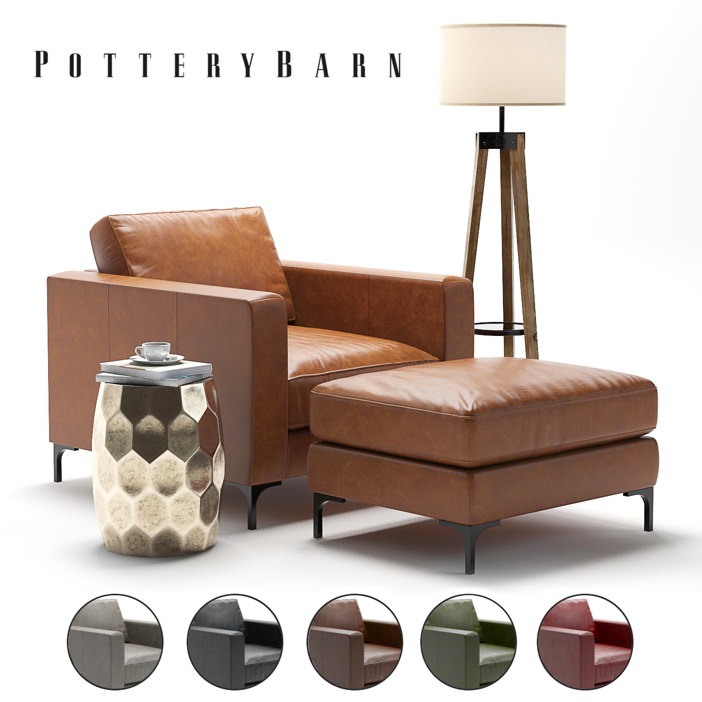 3d Pottery Barn Jake Armchair Model Turbosquid 1239370
