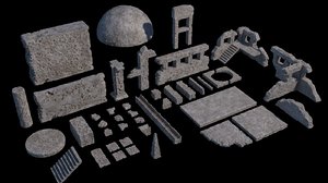 ancient ruin kit 40 3D model