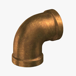3D vintage brass pipe 90