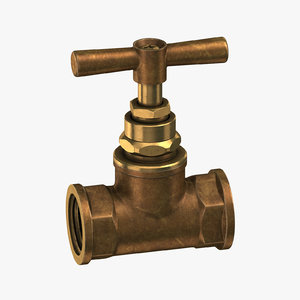 vintage brass pipe valve 3D model
