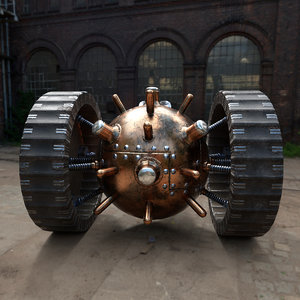 3D steampunk wheelmine model
