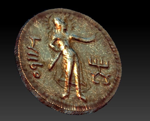 3D golden old coin kushan