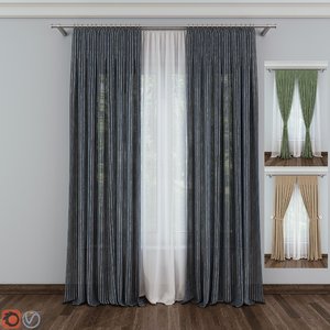 3D model curtain fabric drapery