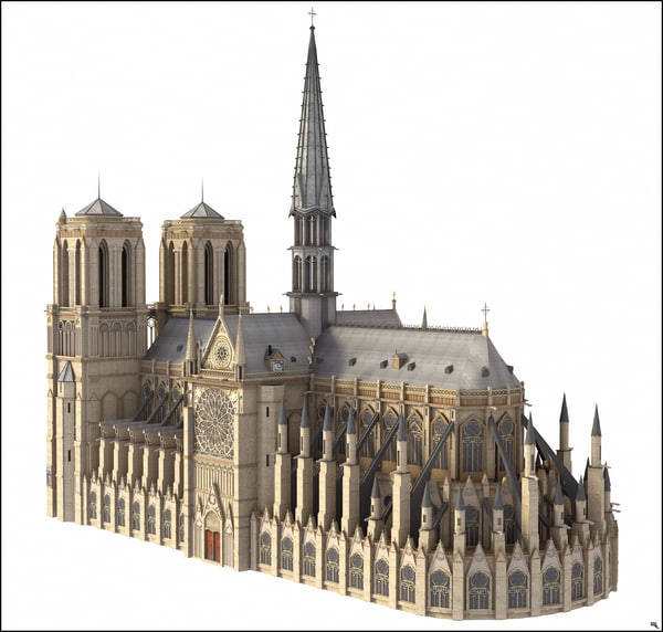 Cathedral of Notre Dame de Paris France French Souvenir Vintage Metal 3D Model 