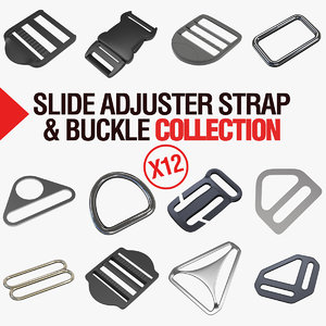 3D adjuster slides straps buckles model