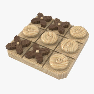 tic-tac-toe wooden board 3D model