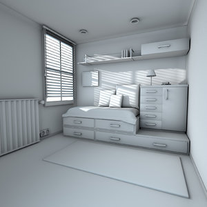 teen room bedroom interior model
