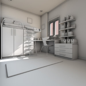 elegant teen room interior 3D