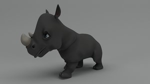rigged cartoon rhino 3D model