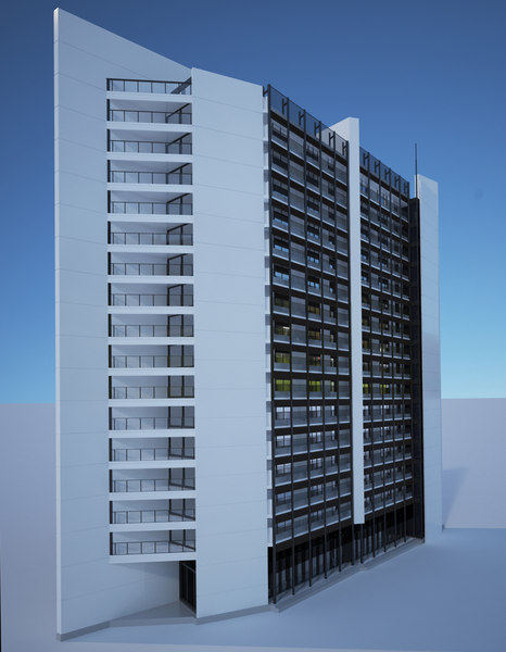 social housing building exterior model