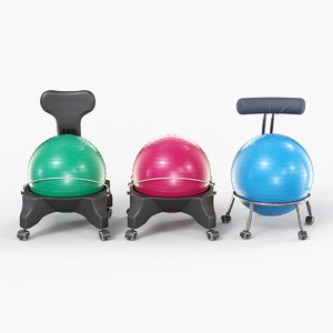 3D balance ball office chairs model