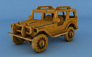 wooden off-road car 3D