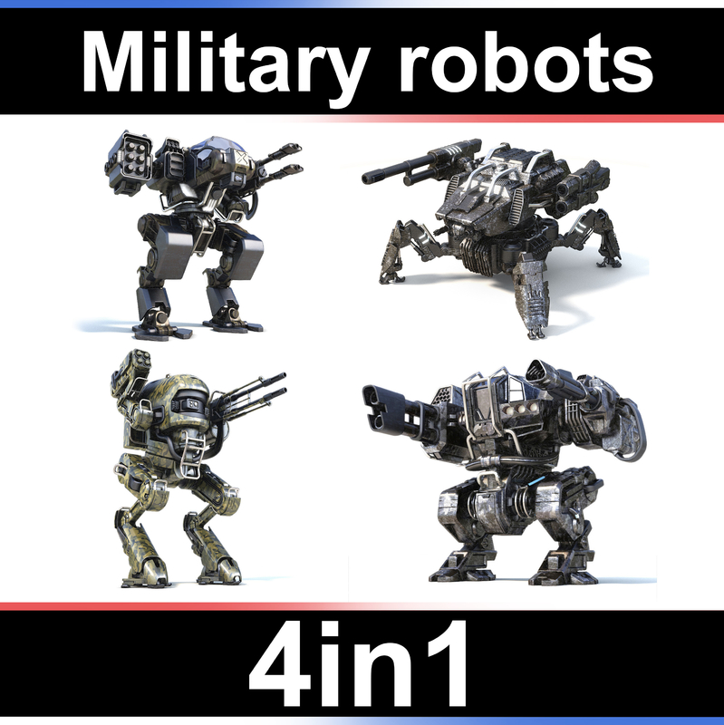 Military robots set 4in1 3D model TurboSquid 1243361