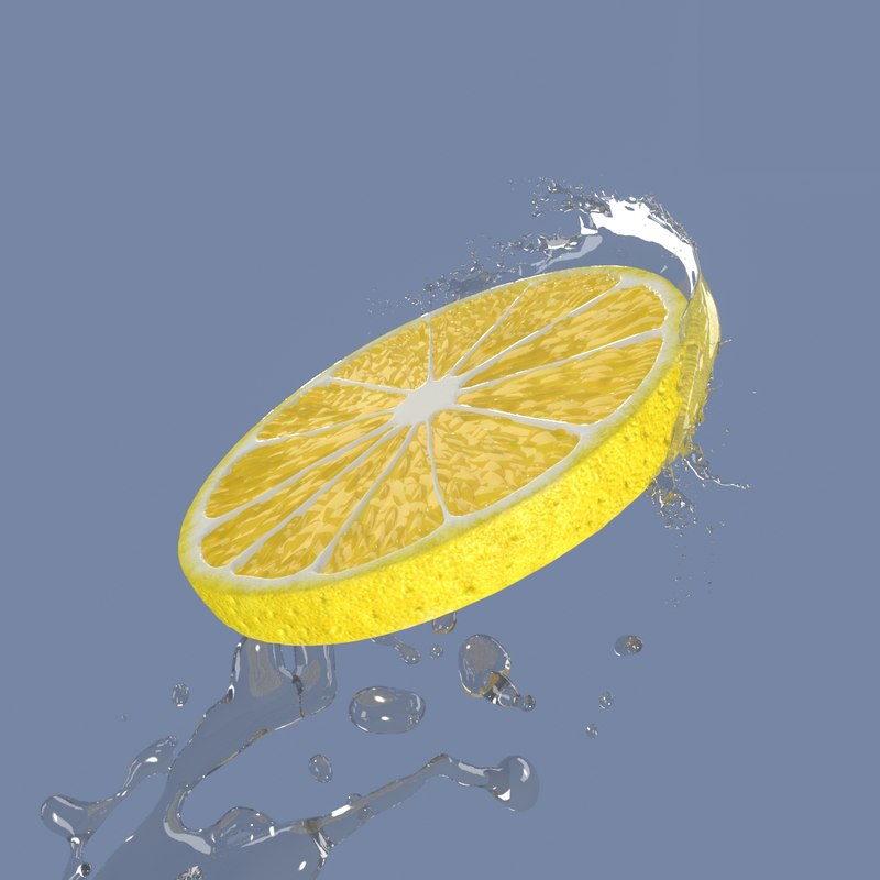 Lemon slice water splash 3D model - TurboSquid 1243632