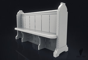 church bench pew 3D model