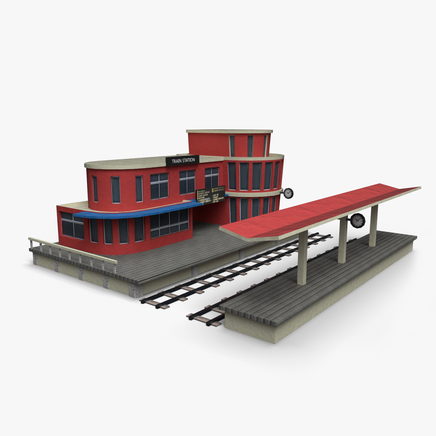 Cartoony train station 3D model - TurboSquid 1243895